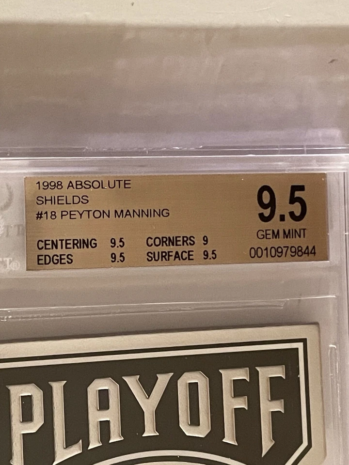 1998 Peyton Manning ROOKIE Playoff Absolute Diecut #18 BGS 9.5 Pop 7 - Image 2 of 3