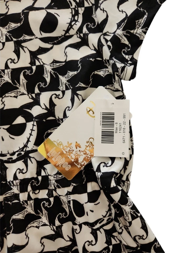 Vestido LulaRoe Disney Jack Skeleton 8 Mae Bolsillo Pesadilla Antes de Navidad NUEVO Foto 2 de 3