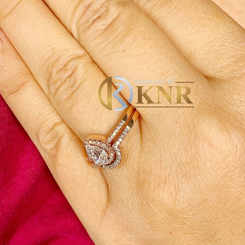 14k Rose Gold Pear Moissanite And Natural Diamonds Engagement Ring Halo 1.90ctw - Picture 2 of 10