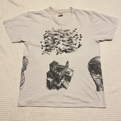 Supreme MC Escher Collage White All Over Graphic Tee Mens