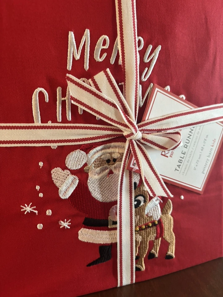 Pottery Barn vacaciones Navidad 🎄Santa Rudolph Disney fiesta mesa corredor niño nuevo Foto 3 de 4
