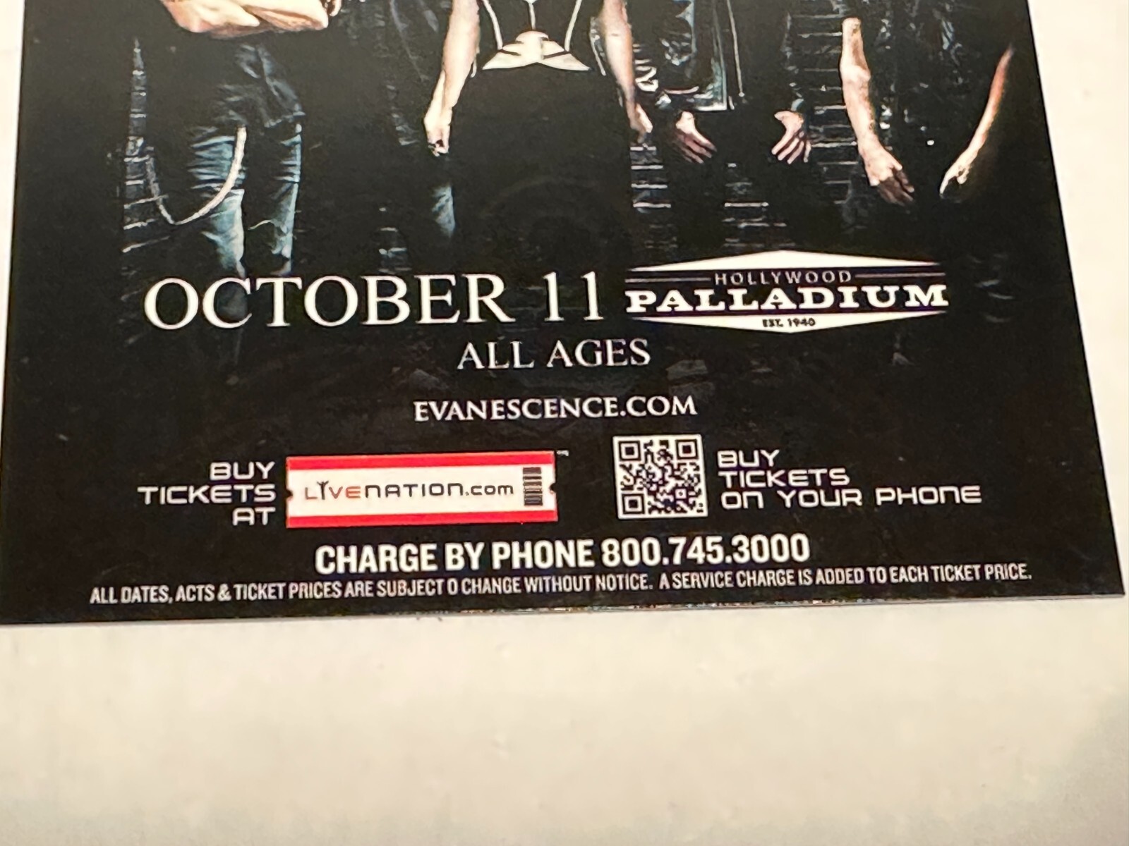 EVANESCENCE 2011 US Tour lot of 2 Promo postcards Hollywood Palladium California