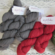 Knit Picks Gloss Fingering Merino Wool Silk yarn Cranberry Red Hawk Gray lot
