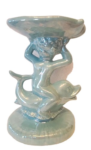 Vtg '77 Ceramic Soapdish Sea Nymph On Dolphin Handpainted Sea Green 9 x 5 *READ* - Bild 4 von 7