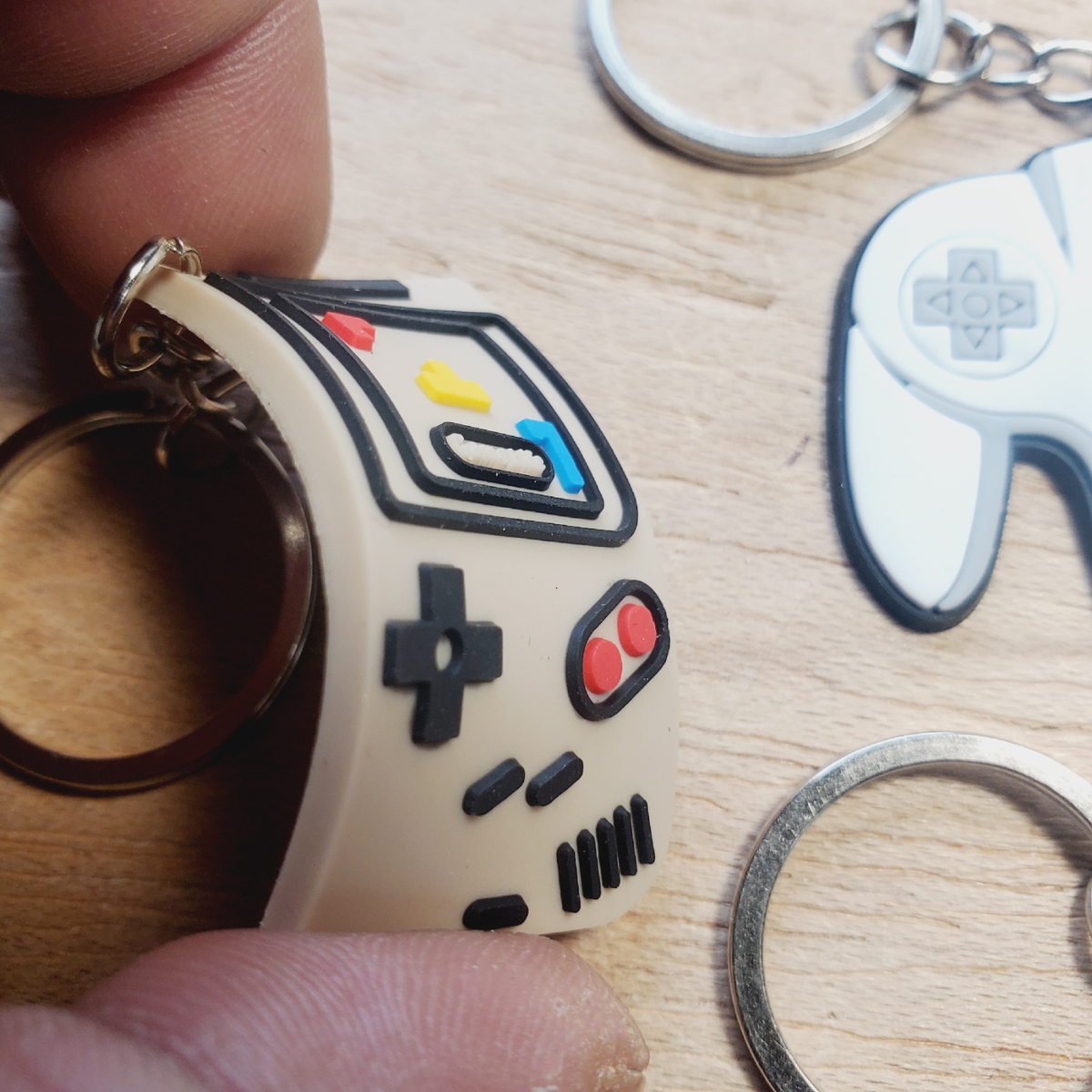 Video game controller keychain set • Retro NES SNES N64 PS Xbox