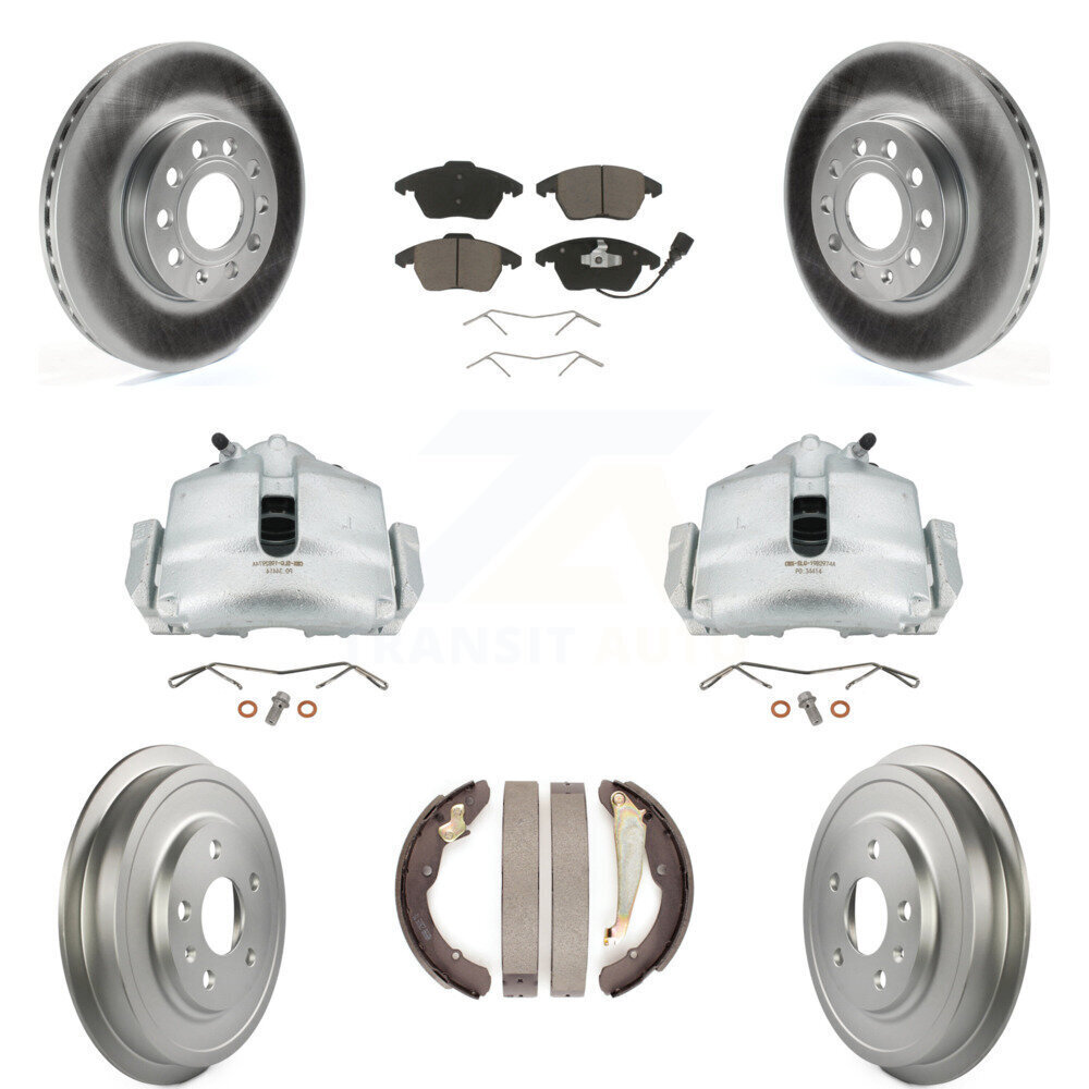 High-Performance Front Rear Brake Caliper Coated Rotors Drum Ceramic Pad Kit for Volkswagen Jetta Models