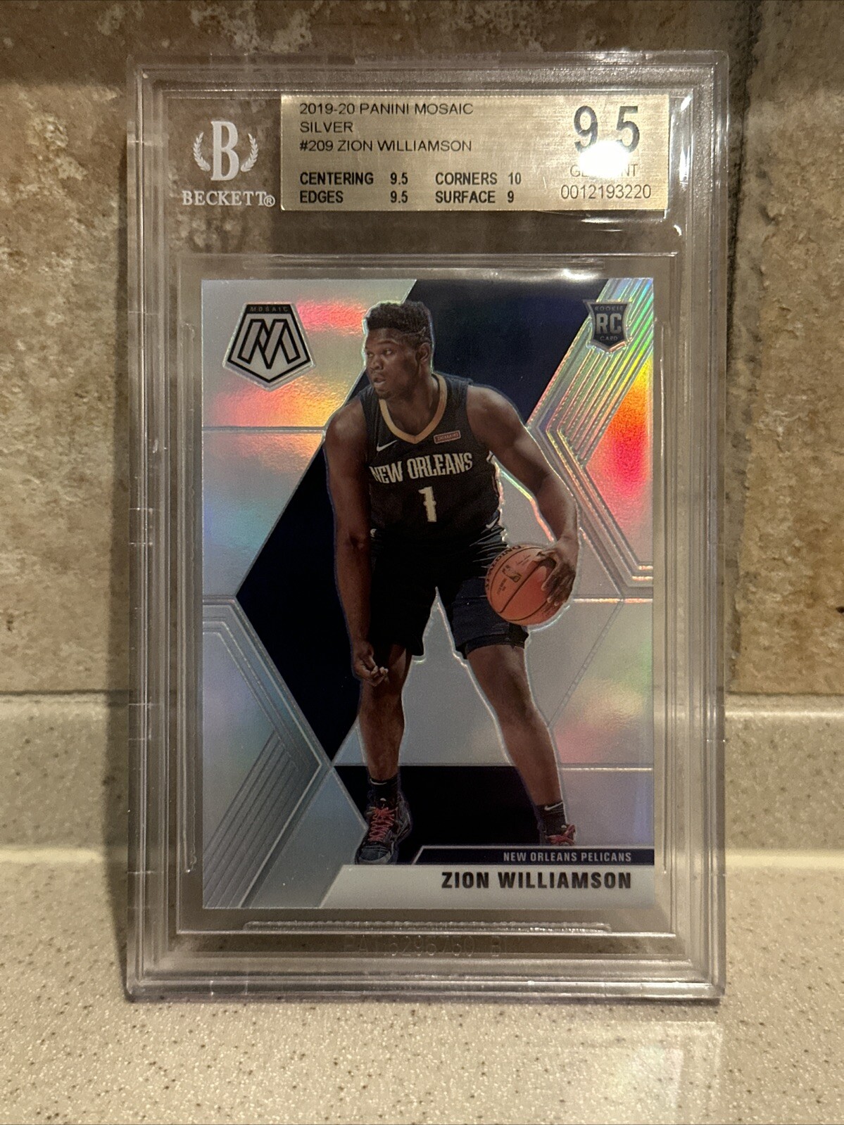 2019-20 Mosaic Zion Williamson Silver Prizm Rookie RC #209 BGS 9.5 GEM Pelicans
