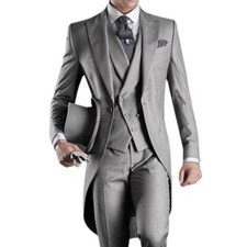 Men Tail Coat Blazer Jacket Pants Vest 3Piece Set Formal Prom Male Suits Costume