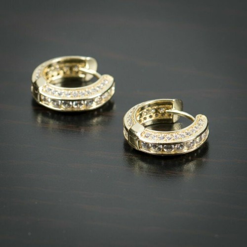 Pendiente de aro de circón cúbico corte redondo para hombre moda plata oro mujeres joyería - Imagen 9 de 25
