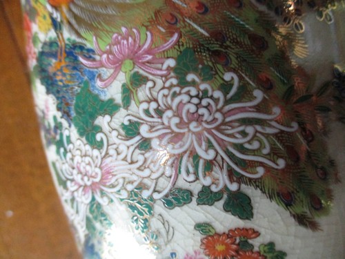 ANTIQUE 7" HP SATSUMA SIGNED KOSHIDA TAISHO PERIOD BLUE BIRD CABINET VASE-JAPAN - Picture 9 of 22