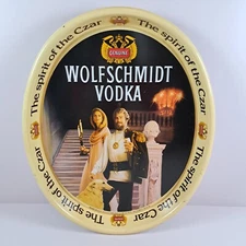 Vintage Original Wolfschmidt Vodka Oval Metal Bar Tray with Hanger 15" x 12"