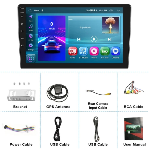 64GB 10.1" Android 13 Double 2Din CarPlay Car Stereo Radio GPS Navi Touch Screen - Picture 16 of 16