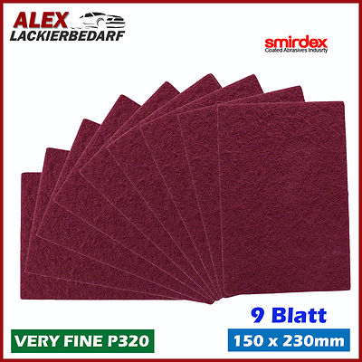 9 Blatt Smirdex Schleifvlies VeryFine P320 150 x 230mm Vliespad rot 