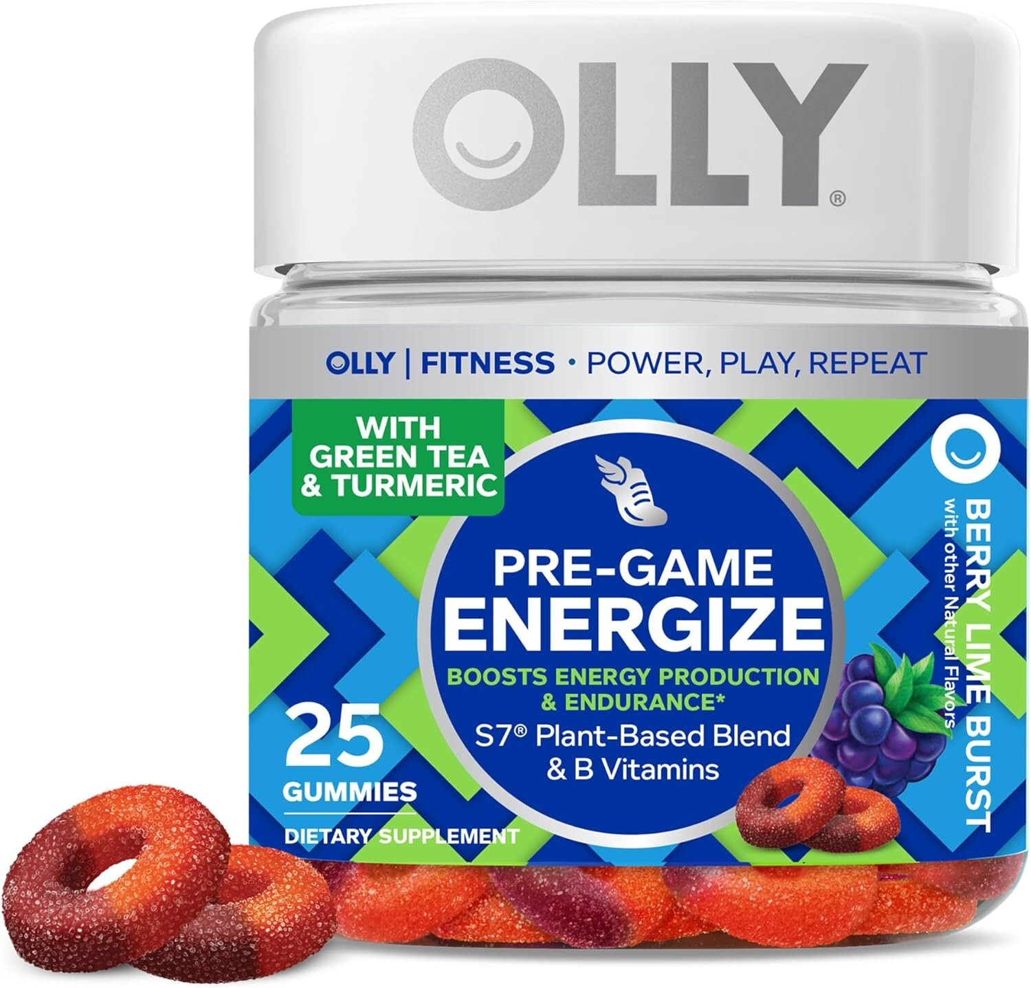 OLLY PreGame Energize Workout Gummy Rings 03/24 PlantBased Blend 25