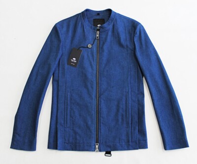 $860 Italy TOM REBL Denim Indigo Biker Rock & Roll Blouson Jacket 46-IT Small