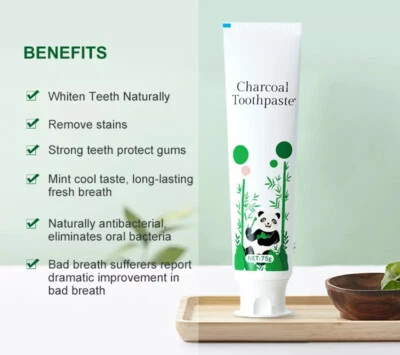BAMBOO Organic Activated Charcoal Teeth Whitening Toothpaste. Fluoride Free. UK seller.