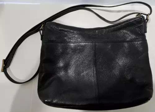 Margot New York Black Leather Crossbody Bag Slim Purse Adjustable Strap