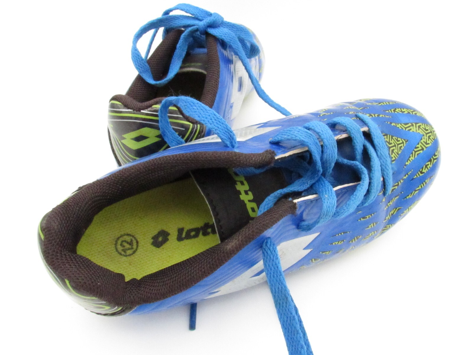 Lotto Tacchetti Calcio Bambini Campione Ragazzi o Ragazze Blu Giallo (Taglia 12)