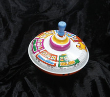 Vintage Ohio Art Tin Top Spinning Toy Train Design Made In The USA 307F182