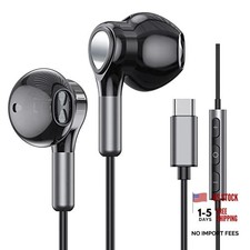 USB C Headphones for Samsung Galaxy S26 S25 S24 S23 S22 S21 S20 A56 A17 Black