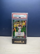 2024 TOPPS CHROME ALL-ETCH ROOKIE RUSH AUTO 10 JAYDEN DANIELS 82/99 GREEN PSA 9