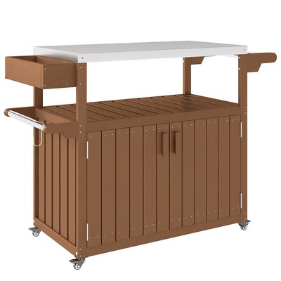 Outdoor Rolling Cart for Camping Grill and Barbeque Activities
