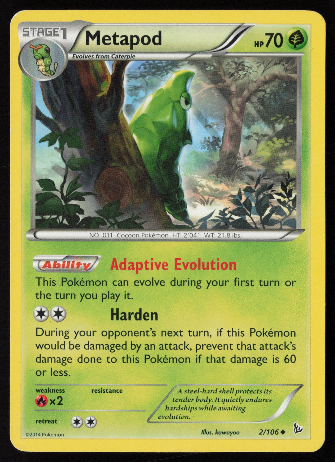 Pokemon Metapod 2/106 XY - Flashfire Non-Holo (LP - HP)