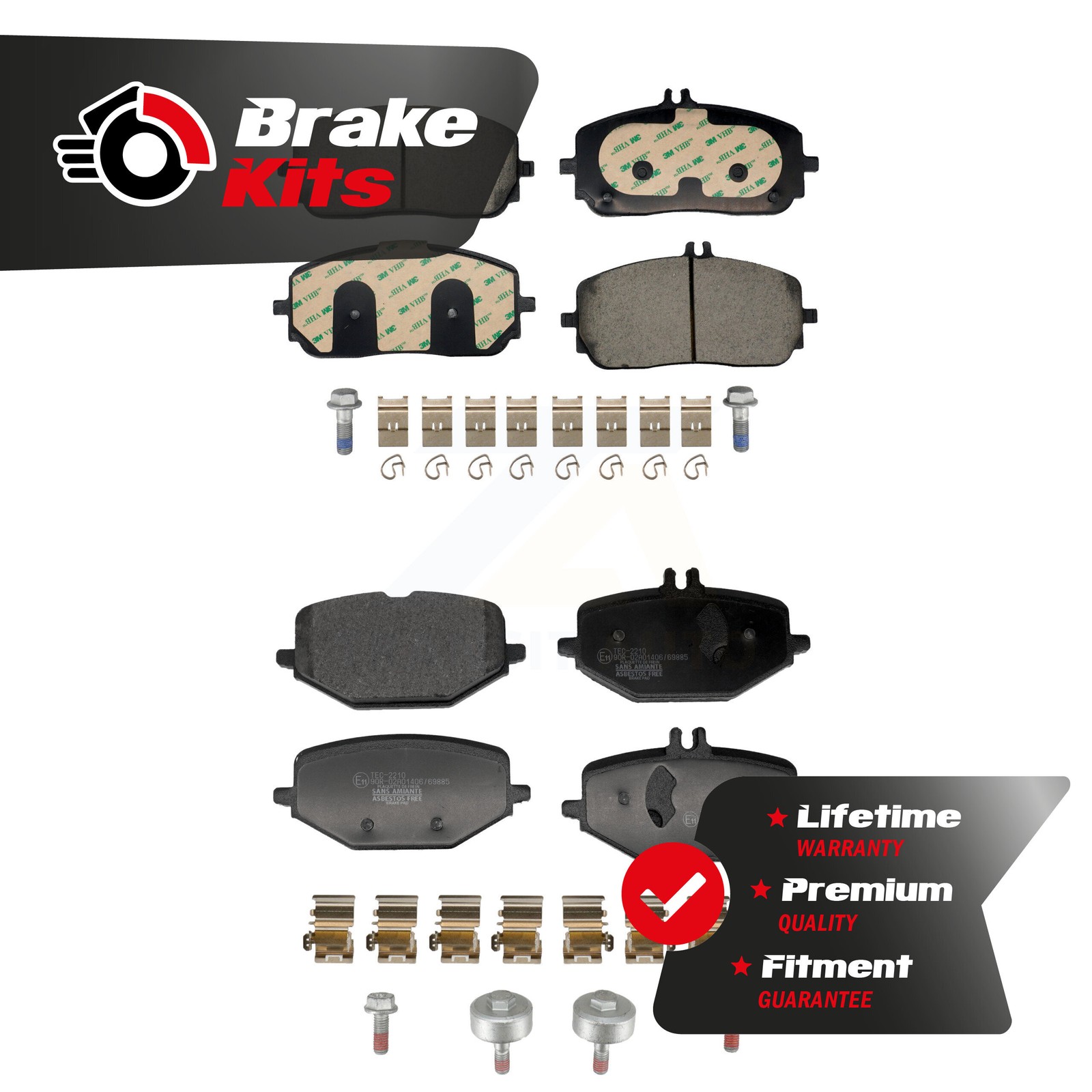 Front Rear Ceramic Brake Pads Kit For 2020-2023 Mercedes-Benz GLE350