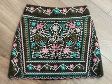 NWT Francesca s Embroidered Floral Mini Skirt XS Scalloped Hem Boho Boutique