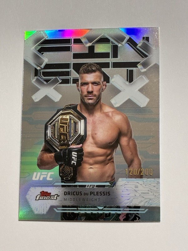 2025 Topps UFC Finest Dricus Du Plessis 120/200 Light Blue Refractor Card #14