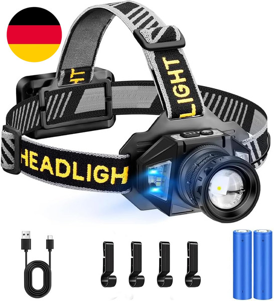Stirnlampe Led Wiederaufladbar,Superhell 120000 Lumens Kopflampe Stirnlampe Mit-image