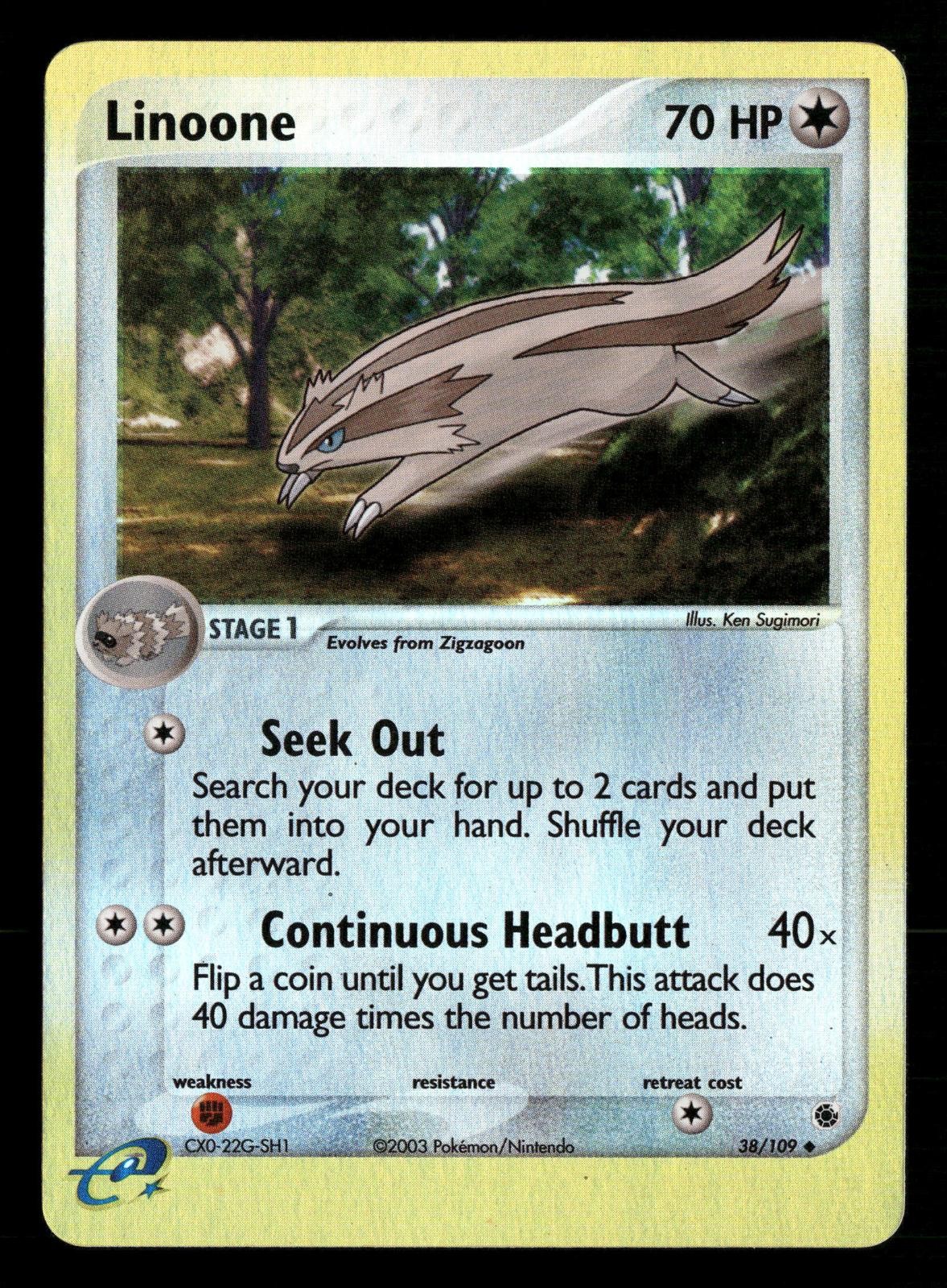 Linoone 38/109 Uncommon Ruby & Sapphire Pokemon Reverse Holo Lightly Played