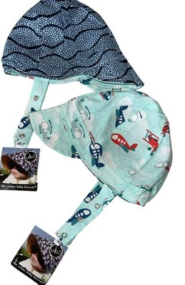 New UB2 Reversible Baby Sun Hat With Airplane & Blue Wave Design  Adjustable Chi