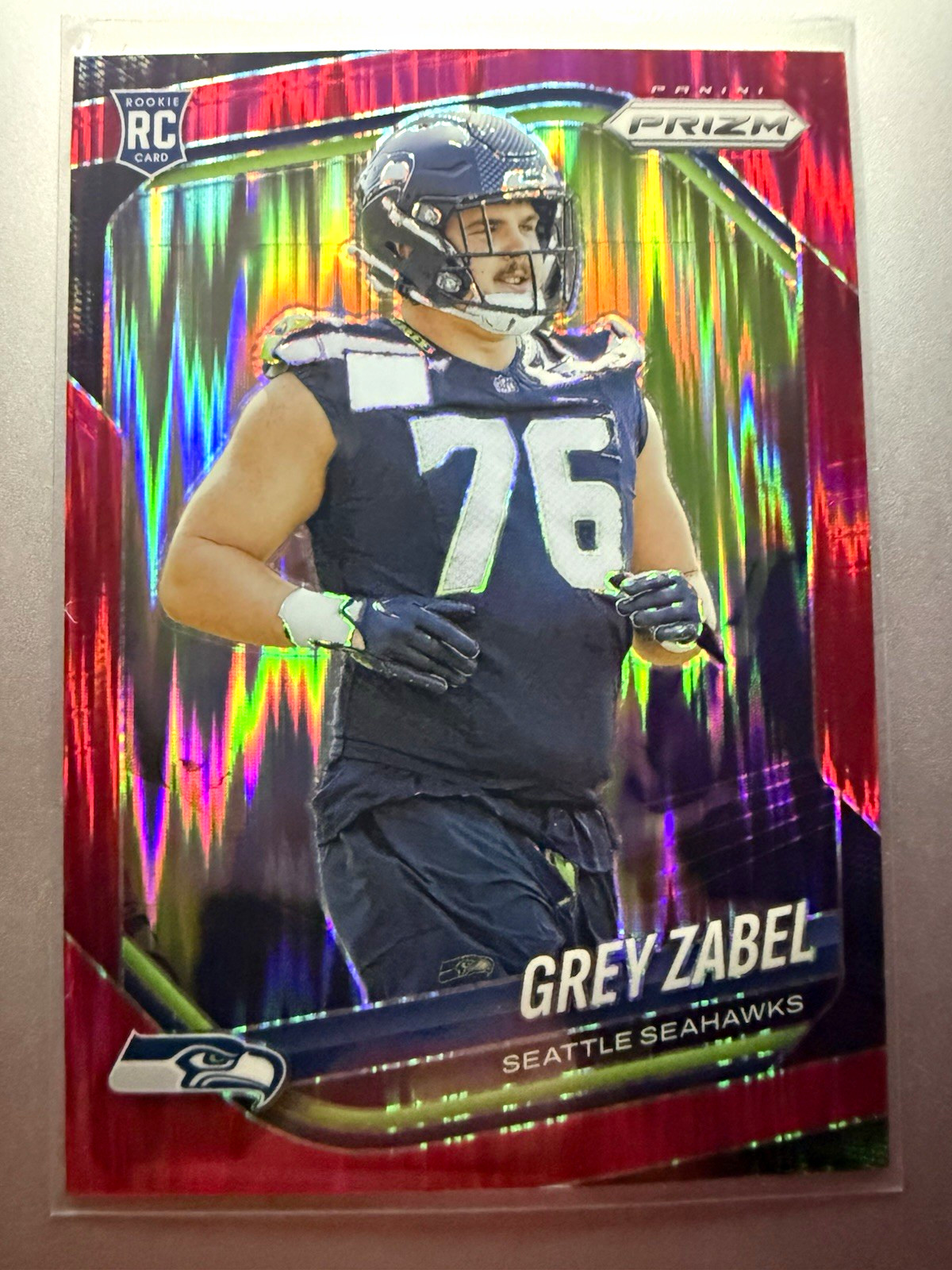 2025 Panini Prizm Red Flash Rookie Grey Zabel Seattle Seahawks RC #387