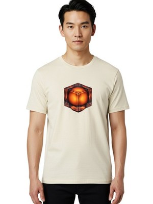 Orange-Cube Mens Graphic Tee, 100% Cotton, Casual Summer Wear