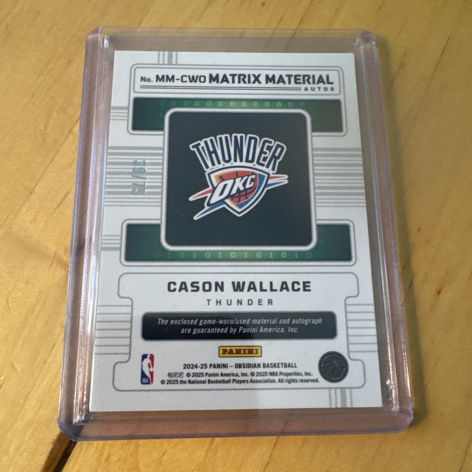 CASON WALLACE 2024-25 OBSIDIAN MATRIX GAME USED AUTO ORANGE PATCH /75 view 2