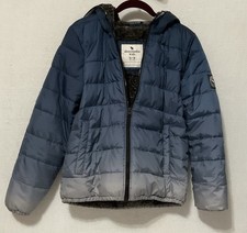 Abercrombie Kids Puffer Jacket 13/14 Blue Ombr Fleece Lining SO SOFT Hood Pkts