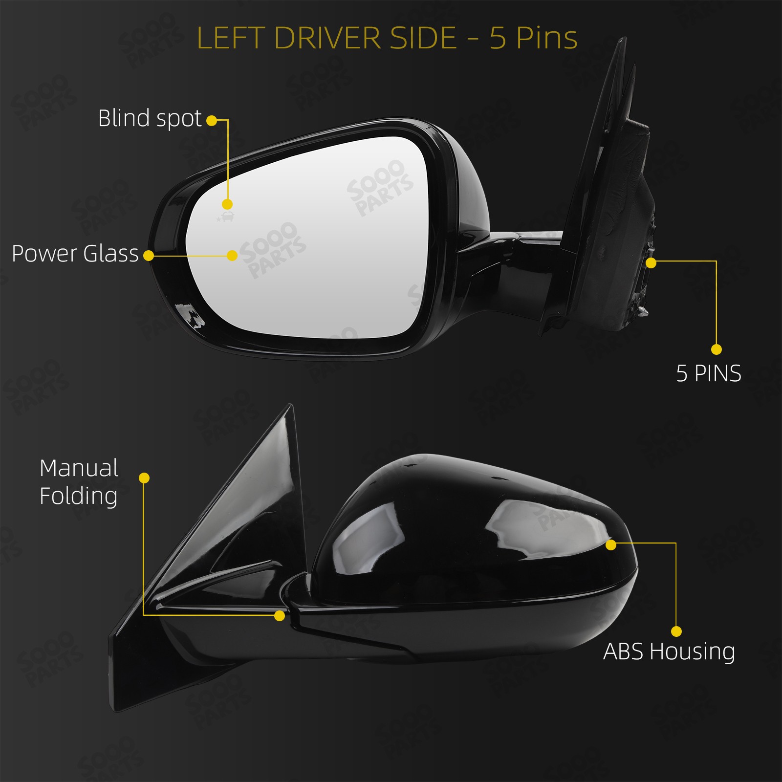 Left Driver Side View Mirror For 2021-2024 Chevy Trailblazer LT W/ Blind Spot LH