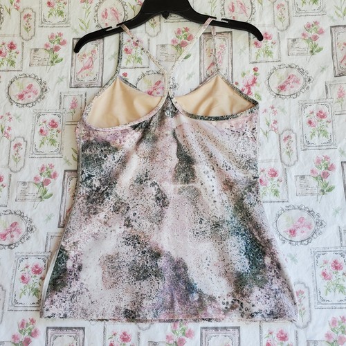 Lululemon Activewear Yoga Tank Top Power Y Bra Built In Marble Print Sz 10 - Picture 2 of 7