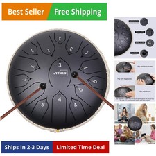 Steel Tongue Drum 15 Notes 13 Inches Steel Drum with Drum Bag, Music Book, Dr...