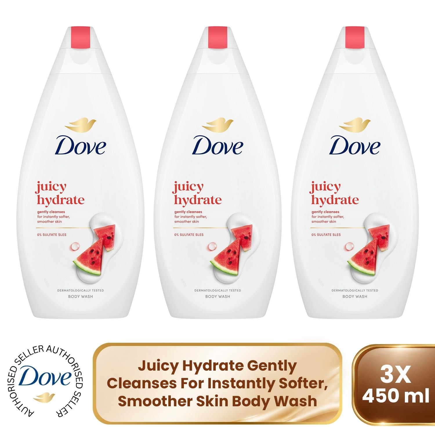 Dove Juicy Hydrate Body Wash 450ml 1/3/6/12 Pack, 0% Sulfates & SLES Shower Gel - Image 3
