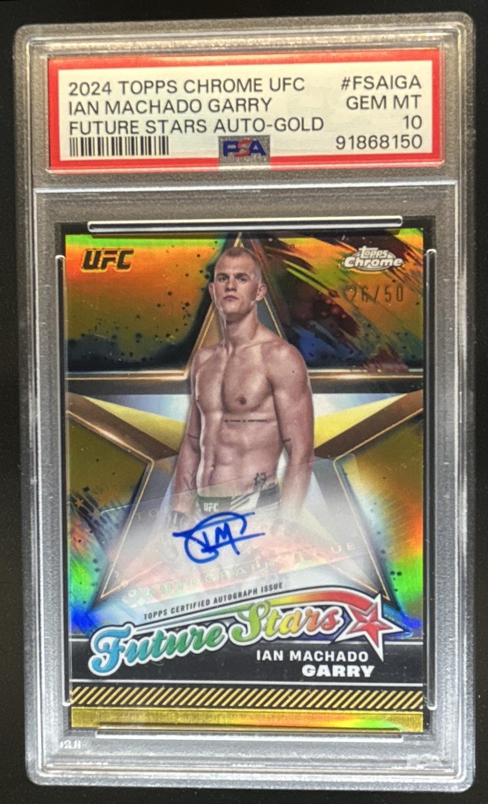 2024 Topps Chrome Ian Machado Garry Future Stars Auto Gold Refractor #/50 PSA 10