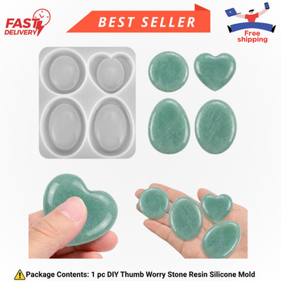 Thumb Worry Stone Resin Molds Oval Pocket Stone Silicone Casting Mold Set