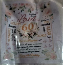 60th Birthday White Blanket  60" x 50" (L1645)