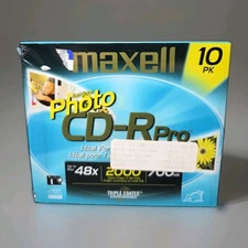NEW Maxell CD-R Pro 700mb Professional Quality 10 Pack Sealed Blank CDs w/ Cases