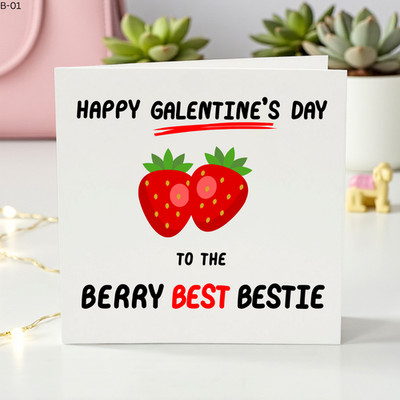 Galantine's Day Card for Best Friend, Berry Bestie Erdbeerkarte