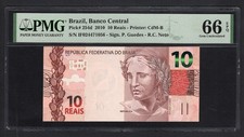 Brazil 10 Reais 2010 P254d Uncirculated Grade 66