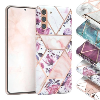 EAZY CASE für Samsung Galaxy S21 Plus 5G Hülle IMD Marmor Silikon Cover TPU