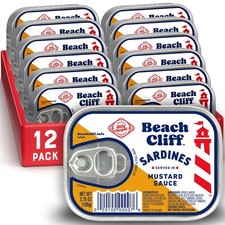 Beach Cliff Wild Caught Sardines in Mustard Sauce, 3.75 oz Can Pack of 12 16...
