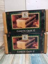 2Vintage Napa Valley Wood Cassette Tape Holder Crate Box 12 NEW 24